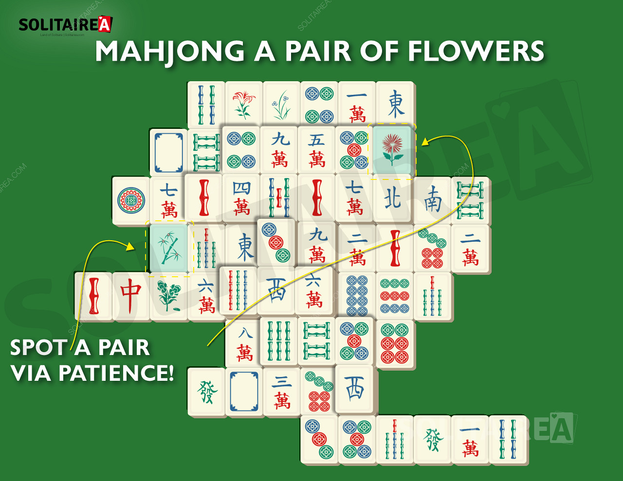 Obraz pasjansa Mahjong przedstawiający typowy wybór płytek.